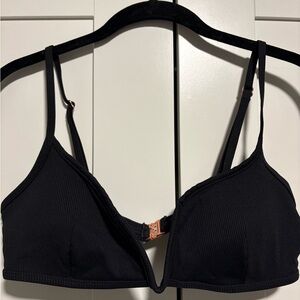 Somerfield Swim Black Ribbed Front-Clasp Bralette